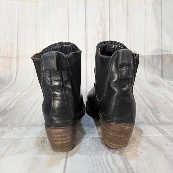 Vintage Black Leather Chelsea Ankle Boots - Women's 8 - Picture 4 of 9